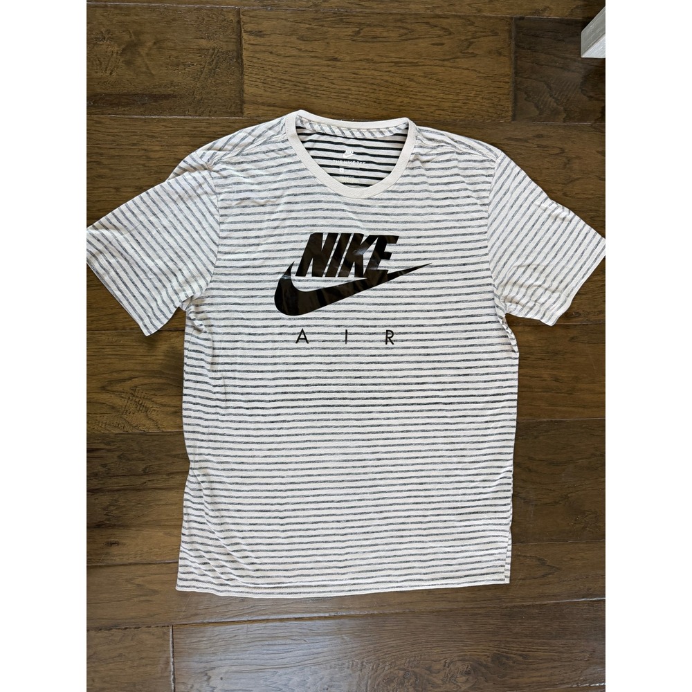 Nike Air Striped Graphic T-Shirt Mens Large Gray Black Athletic Cut Tee - Picture 1 of 4